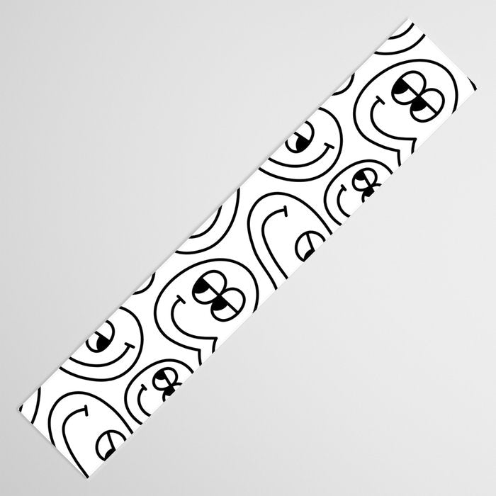 Funny happy face cartoon doodle pattern Table Runner Gallery Image 3