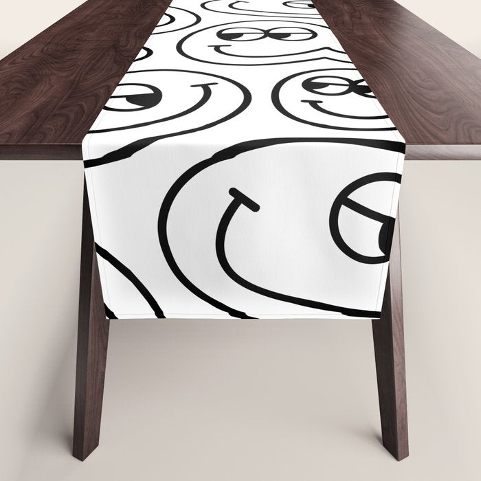 Funny happy face cartoon doodle pattern Table Runner Gallery Image 1