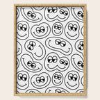 Funny happy face cartoon doodle pattern Serving Tray Gallery Image 1