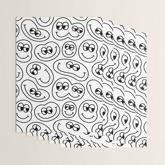 Funny happy face cartoon doodle pattern Wrapping Paper Gallery Image 3