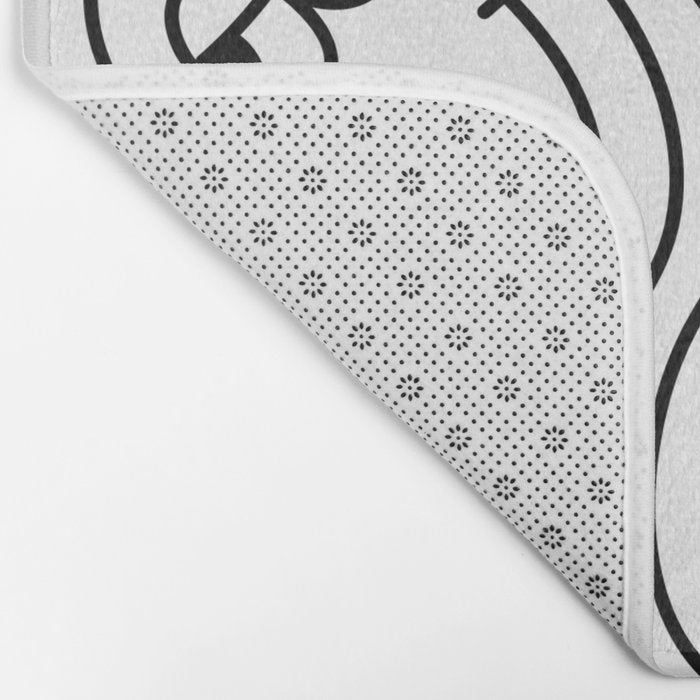 Funny happy face cartoon doodle pattern Bath Mat Gallery Image 2