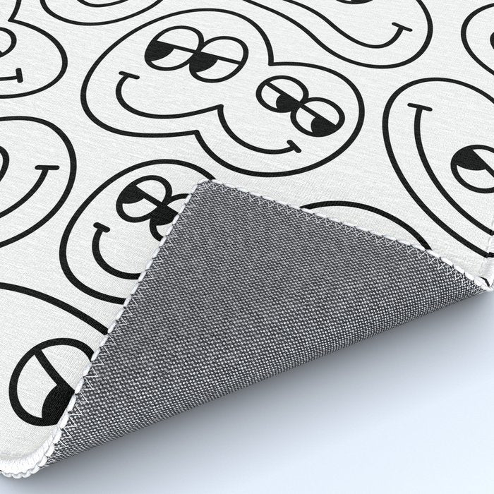 Funny happy face cartoon doodle pattern Rug Gallery Image 4