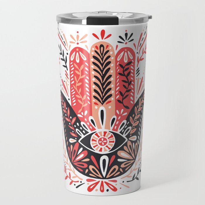 Hamsa Hand - Red & Black Palette Travel Mug Gallery Image 1