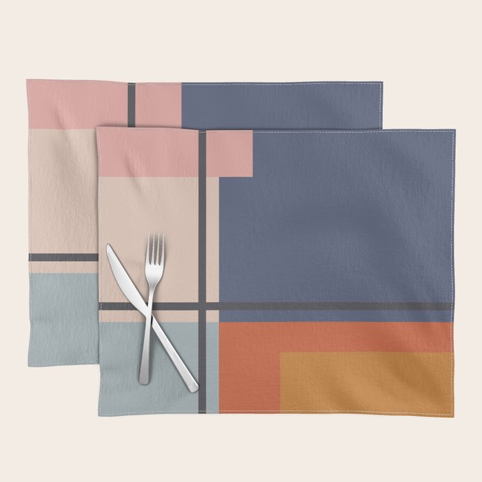 Mid Century Modern Retro Color Blocks 1 Placemat Gallery Image 1