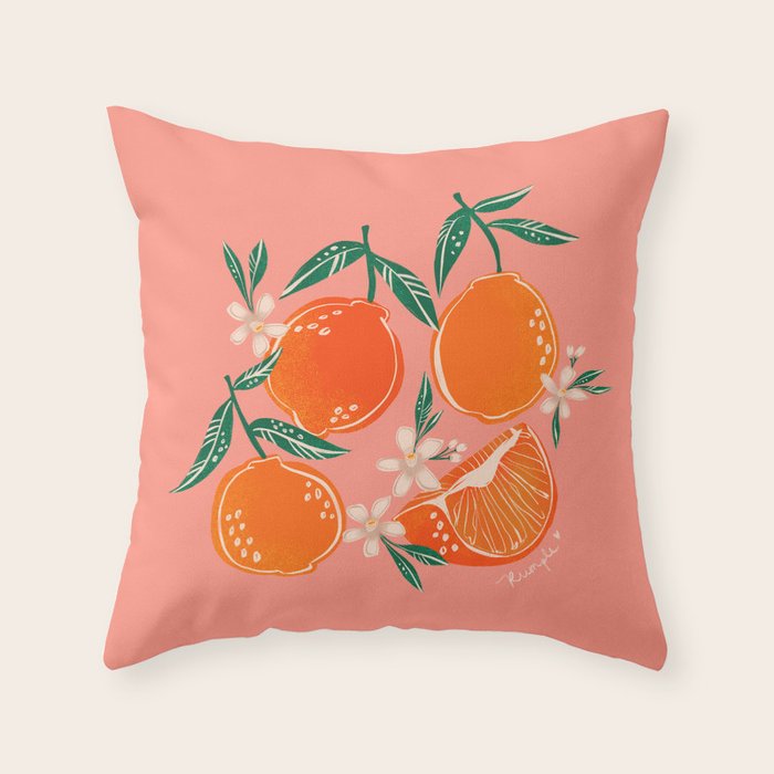 Fresh tangerines Throw Pillow Gallery Image 1