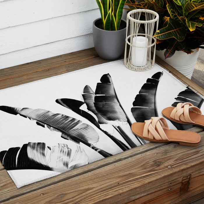 Traveler palm - bw Outdoor Rug Gallery Image 2