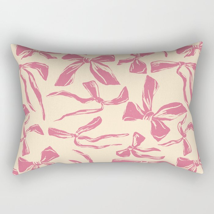 Pink bow pattern Rectangular Pillow Gallery Image 1