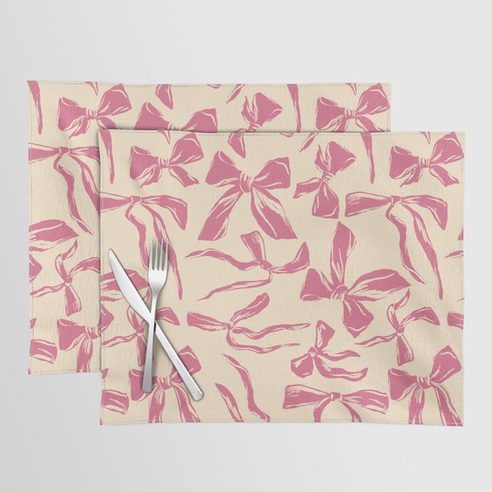 Pink bow pattern Placemat Gallery Image 1