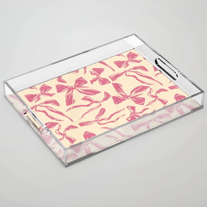 Pink bow pattern Acrylic Tray Gallery Image 1