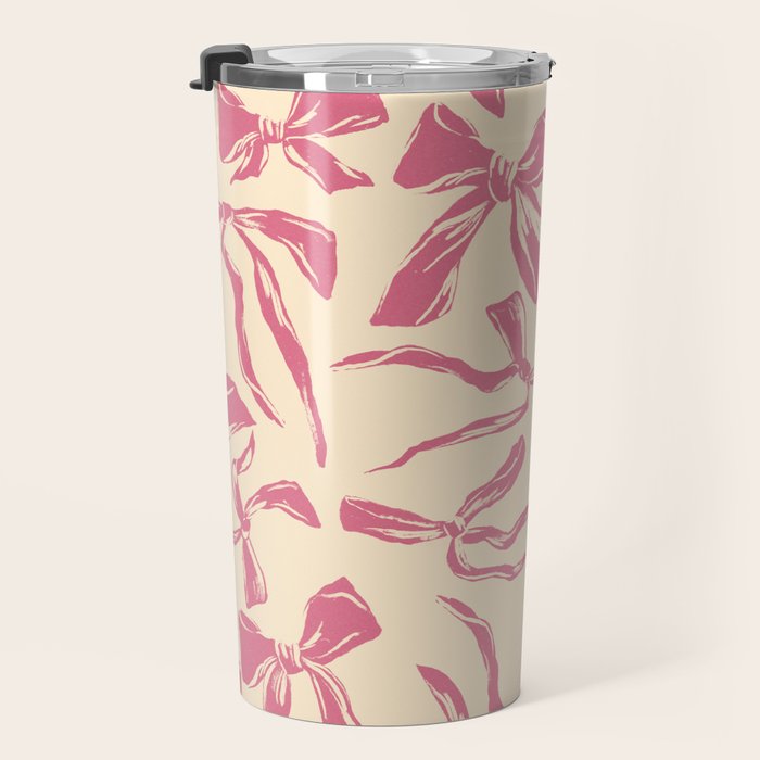 Pink bow pattern Travel Mug Gallery Image 3