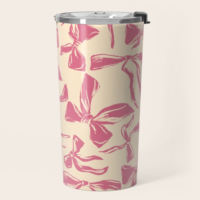 Pink bow pattern Travel Mug Gallery Image 2