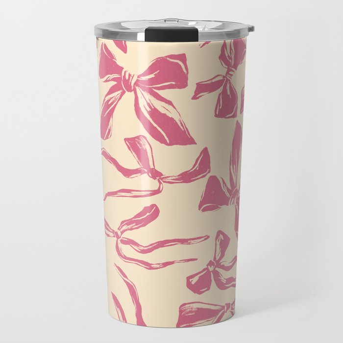 Pink bow pattern Travel Mug Gallery Image 1