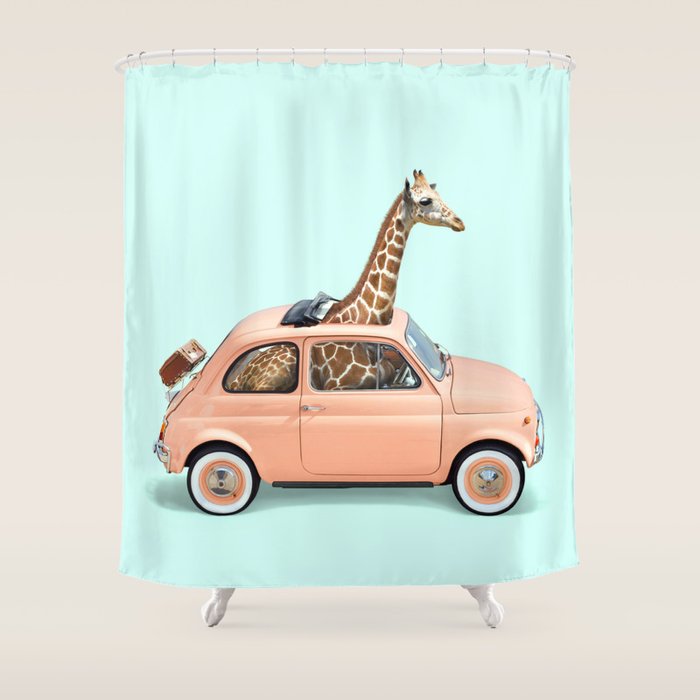 GIRAFFE CAR Shower Curtain Gallery Image 1