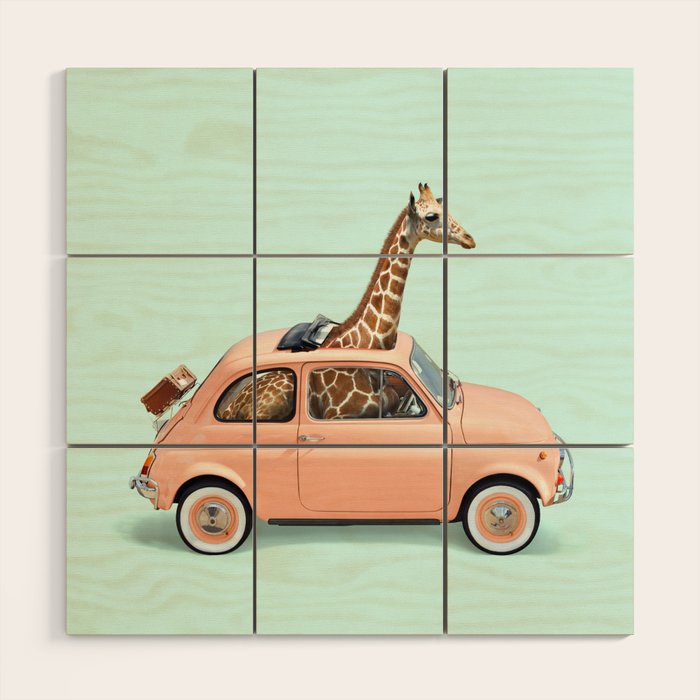 GIRAFFE CAR Wood Wall Art Gallery Image 1