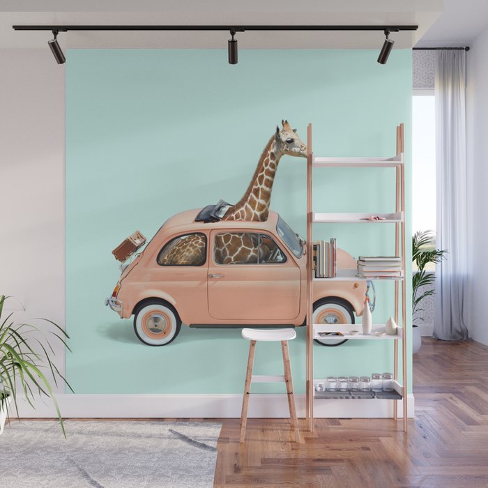 GIRAFFE CAR Wall Mural Gallery Image 1