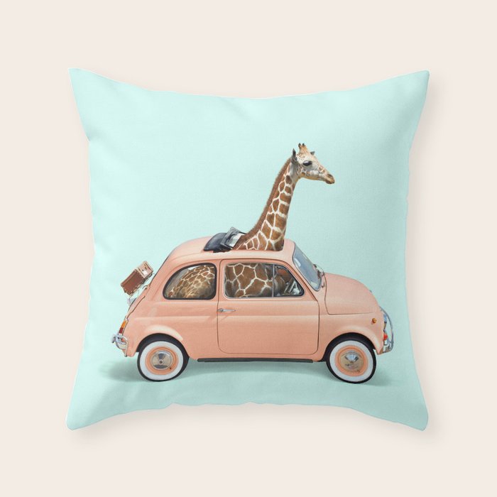 GIRAFFE CAR Throw Pillow Gallery Image 6