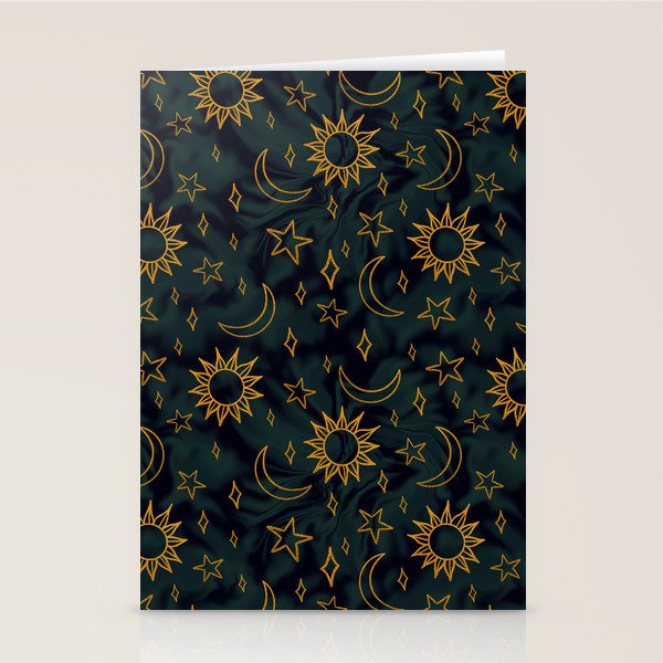 Tie Dye Moon and Star Print in Blue Stationery Card Gallery Image 2