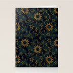 Tie Dye Moon and Star Print in Blue Stationery Card Gallery Image 2