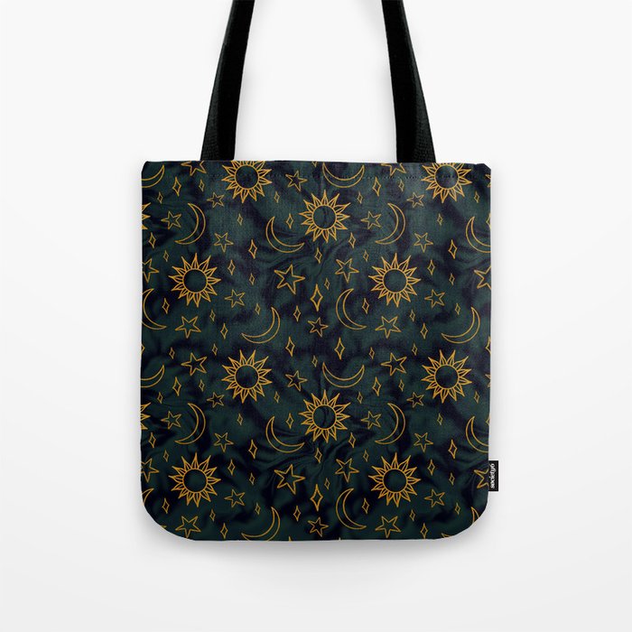 Tie Dye Moon and Star Print in Blue Tote Bag Gallery Image 1