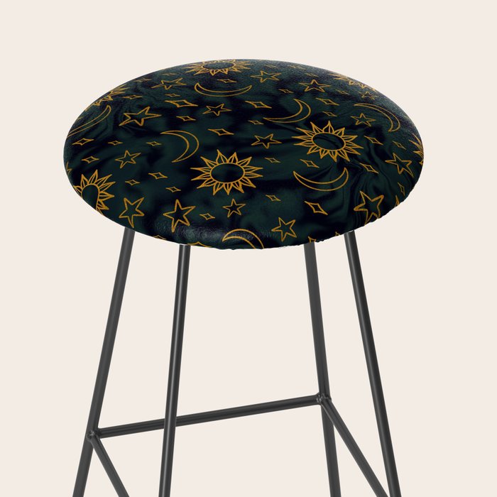 Tie Dye Moon and Star Print in Blue Stool Gallery Image 2