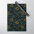 Tie Dye Moon and Star Print in Blue Wrapping Paper Gallery Image 1