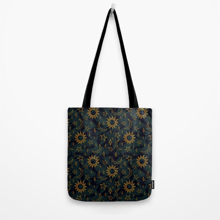 Tie Dye Moon and Star Print in Blue Tote Bag Gallery Image 2