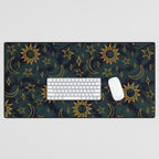 Tie Dye Moon and Star Print in Blue Desk Mat Gallery Image 1