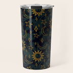 Tie Dye Moon and Star Print in Blue Travel Mug Gallery Image 1