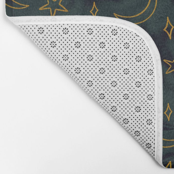 Tie Dye Moon and Star Print in Blue Bath Mat Gallery Image 2