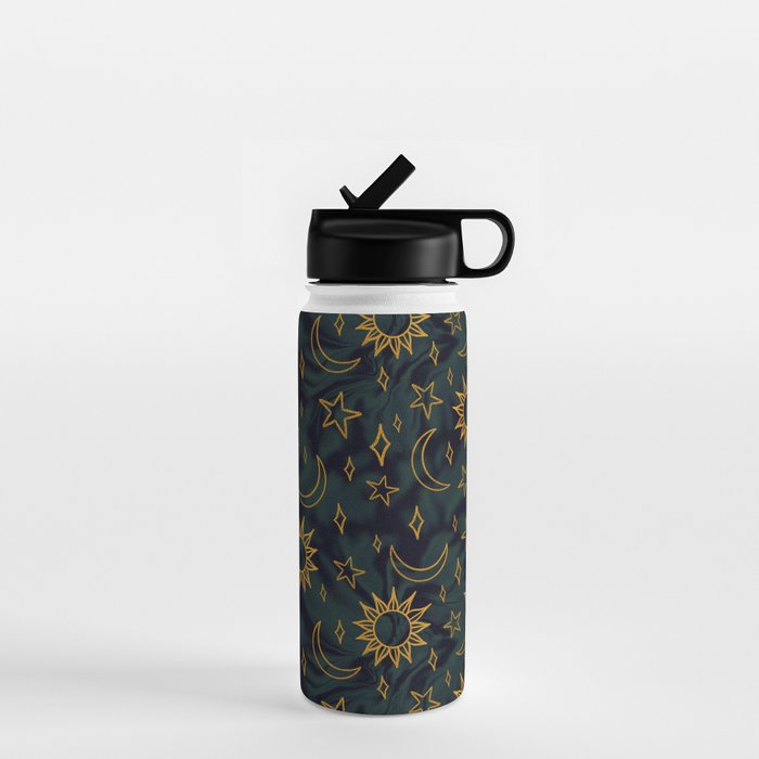 Tie Dye Moon and Star Print in Blue Water Bottle Gallery Image 1