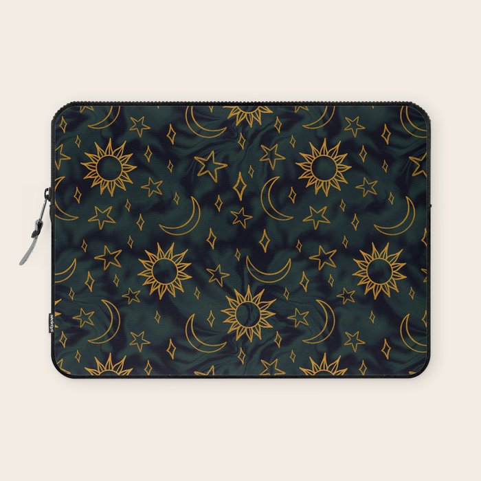 Tie Dye Moon and Star Print in Blue Laptop Sleeve Gallery Image 1