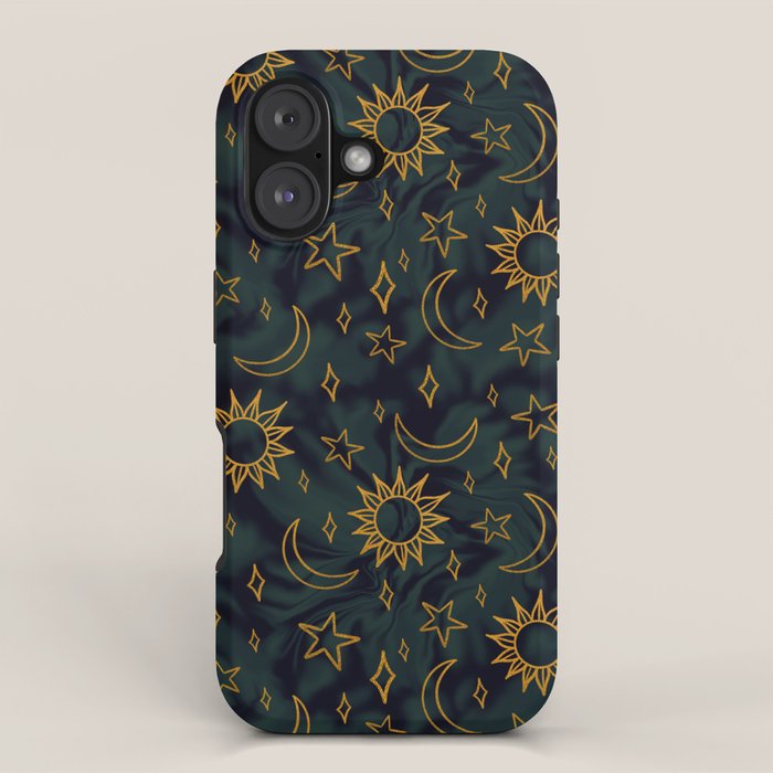 Tie Dye Moon and Star Print in Blue iPhone Case Gallery Image 1