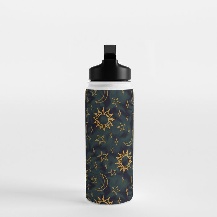 Tie Dye Moon and Star Print in Blue Water Bottle Gallery Image 3