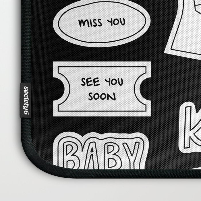 Funny black and white cartoon sticker quotes Laptop Sleeve Gallery Image 3