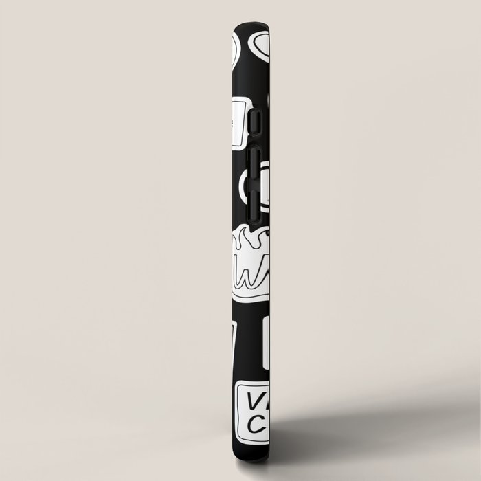 Funny black and white cartoon sticker quotes iPhone Case Gallery Image 2