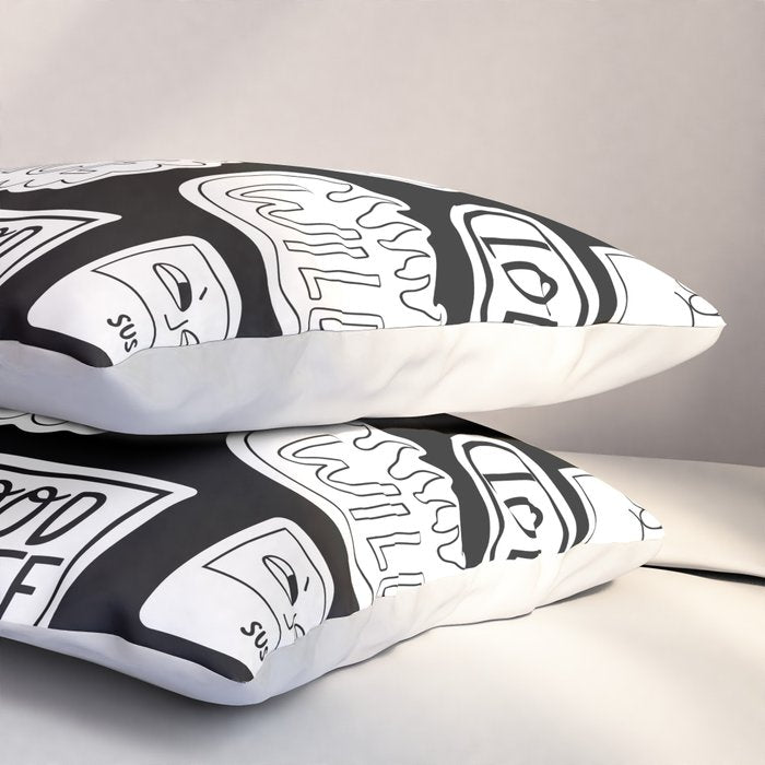 Funny black and white cartoon sticker quotes Pillow Sham Gallery Image 3