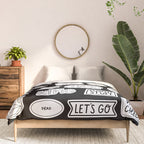 Funny black and white cartoon sticker quotes Comforter Gallery Image 3