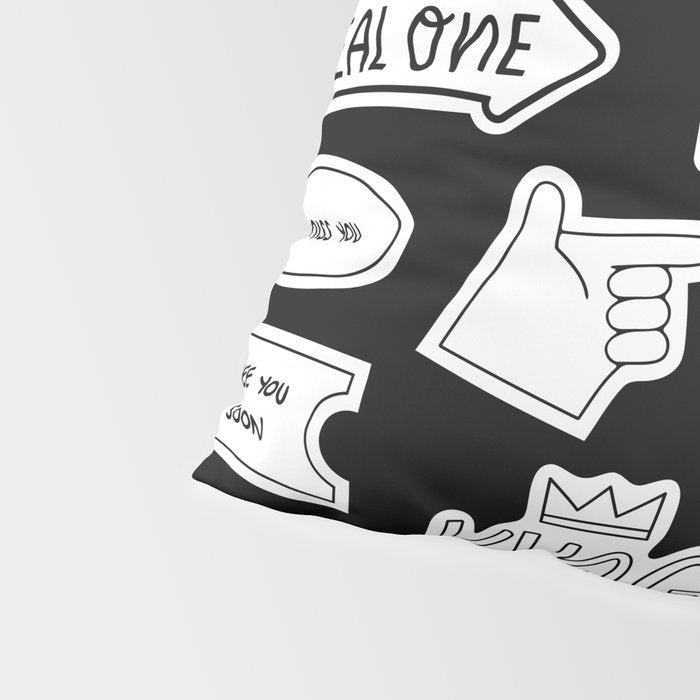 Funny black and white cartoon sticker quotes Pillow Sham Gallery Image 4