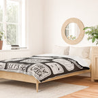 Funny black and white cartoon sticker quotes Duvet Cover Gallery Image 2