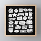 Funny black and white cartoon sticker quotes Mini Art Print Gallery Image 1