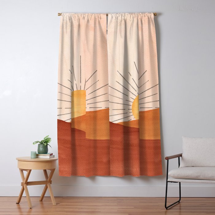Terracotta sunrise Window Curtain Gallery Image 5