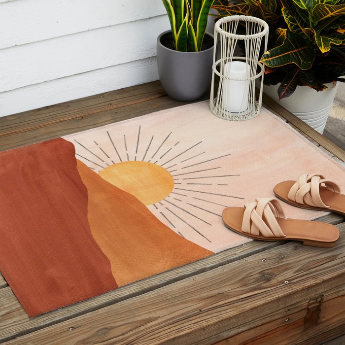 Terracotta sunrise Outdoor Rug Gallery Image 2