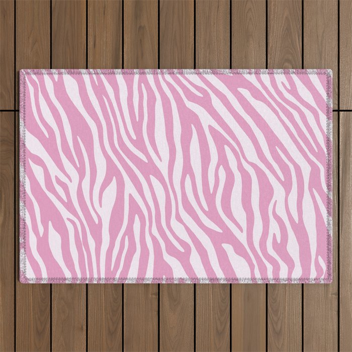 Pink Zebra Animal Print  Outdoor Rug Gallery Image 1