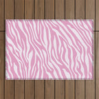 Pink Zebra Animal Print  Outdoor Rug Gallery Image 1