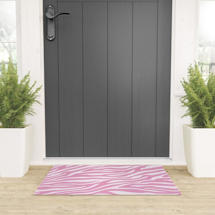Pink Zebra Animal Print  Welcome Mat Gallery Image 3