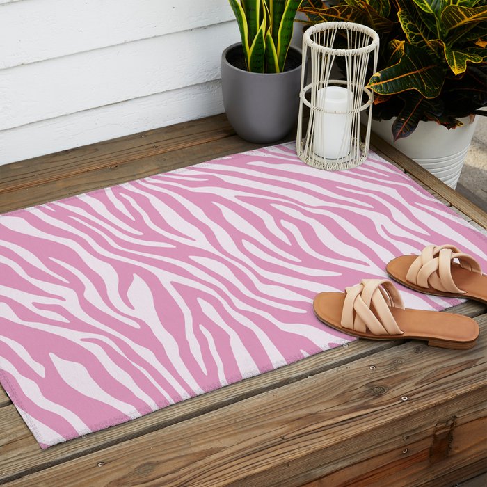 Pink Zebra Animal Print  Outdoor Rug Gallery Image 2