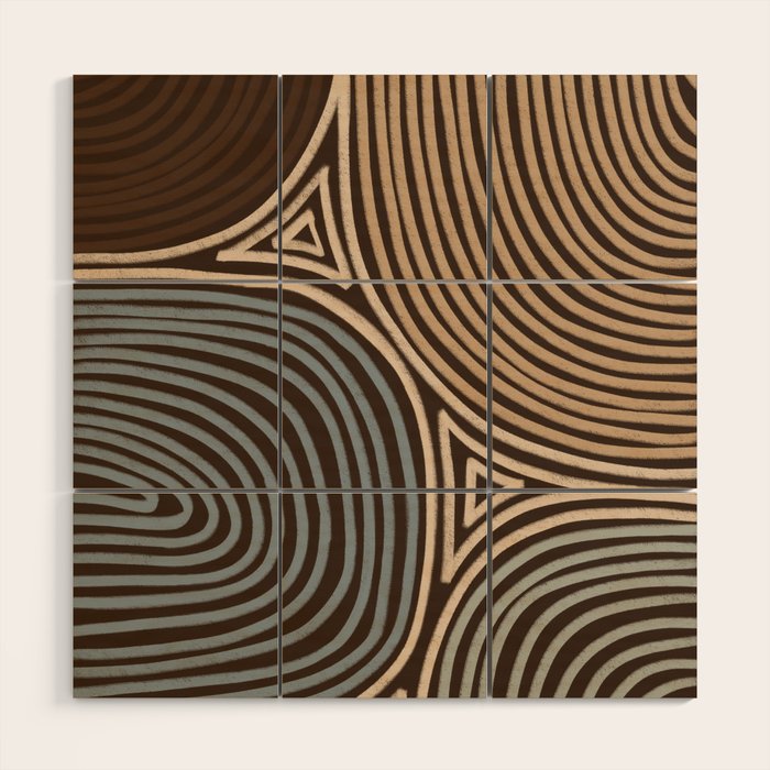 Tribal Pattern in Brown & Gray Wood Wall Art Gallery Image 1