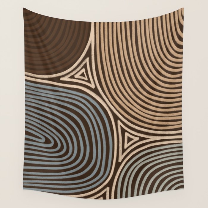 Tribal Pattern in Brown & Gray Wall Tapestry Gallery Image 1