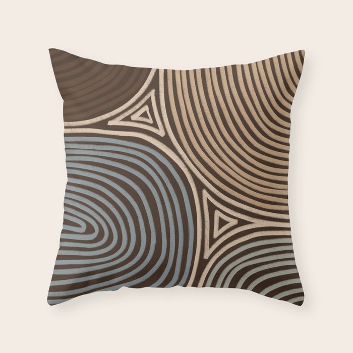 Tribal Pattern in Brown & Gray Throw Pillow Gallery Image 1