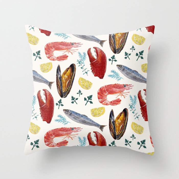 Sicily Seafood Throw Pillow Gallery Image 6